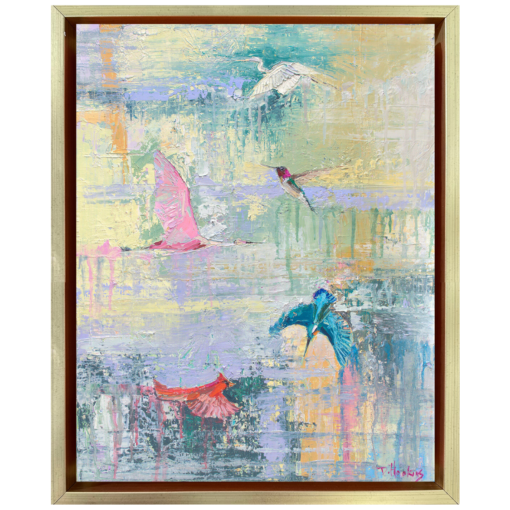 birds in flight oil painting