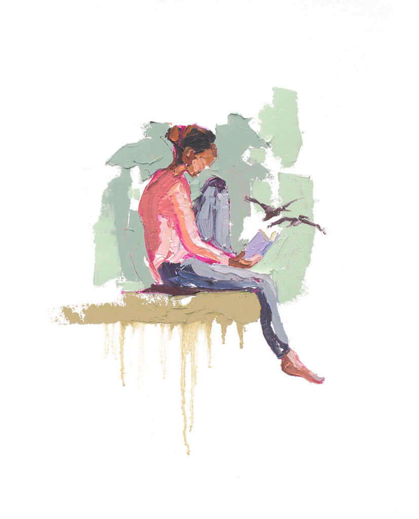 woman reading oil painting