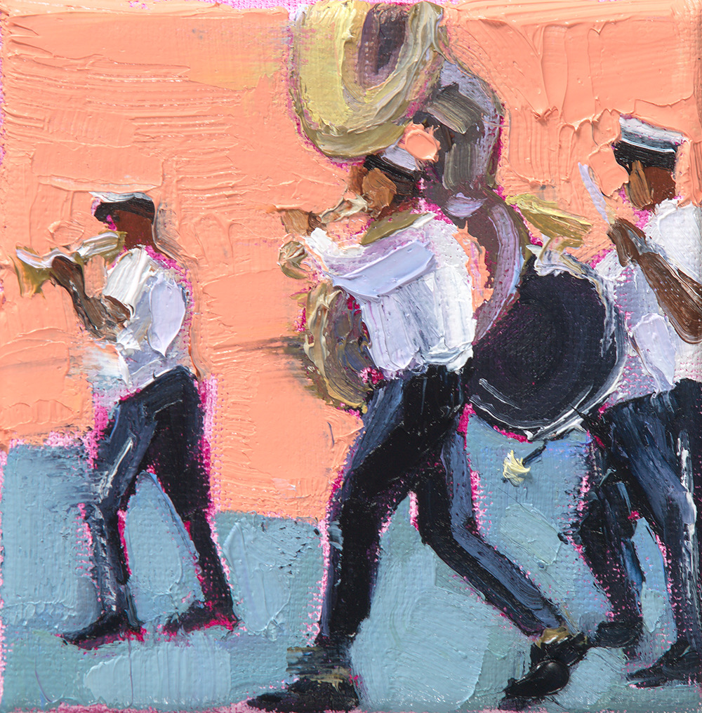 second line band oil painting