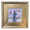 Woman with roseate spoonbills oil painting