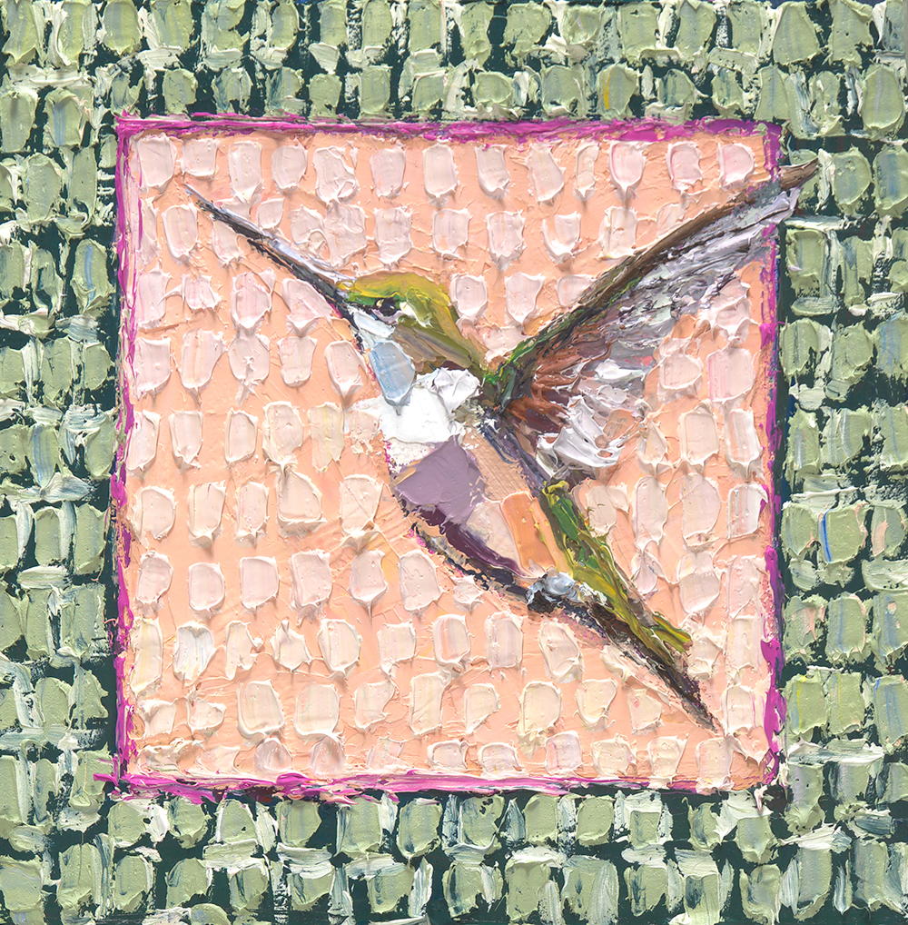 hummingbird in flight oil painting