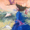 painting of woman with birds