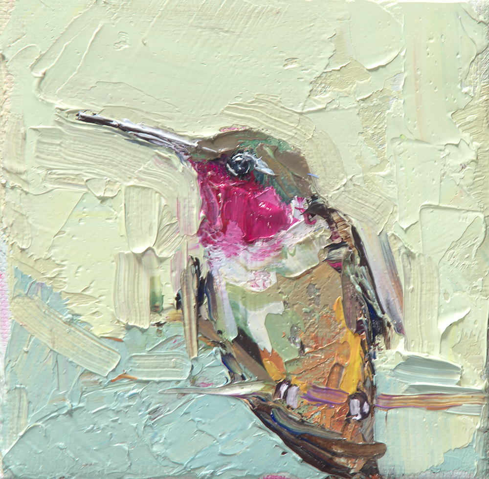 hummingbird oil painting