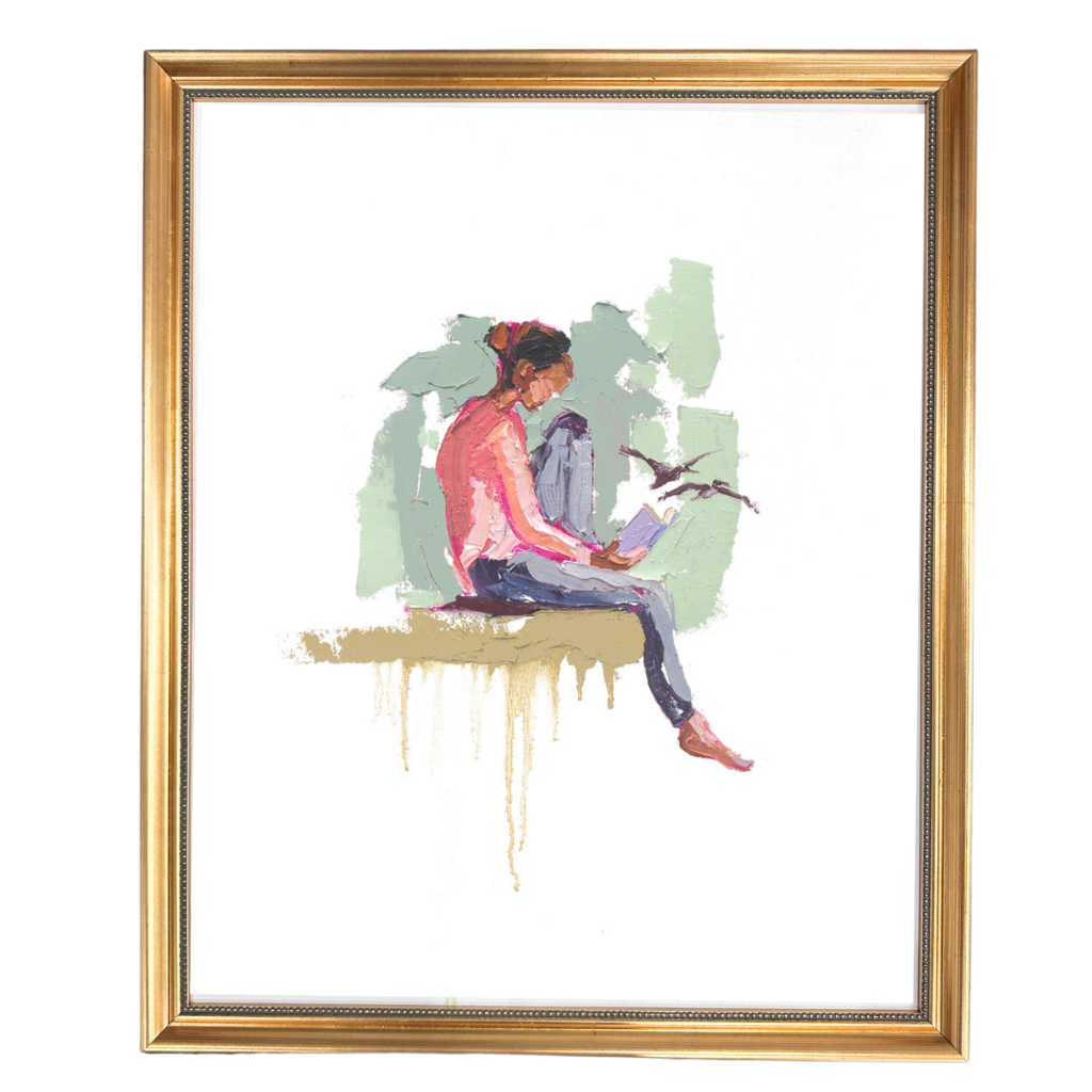 woman reading oil painting