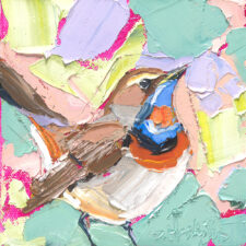bluethroat oil painting
