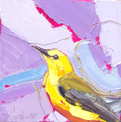 "Warbler Woes" 6x6, oil on canvas