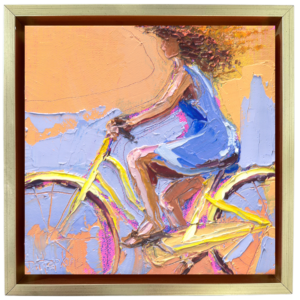 woman on bicycle painting