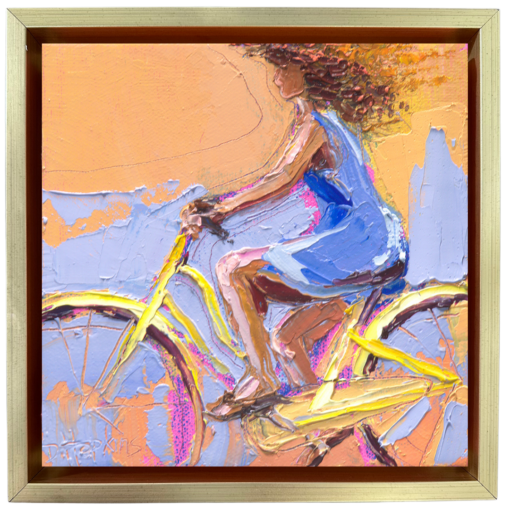 woman on bicycle painting