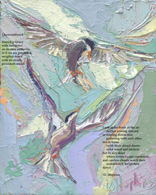 "Unencumbered" poetry giclée