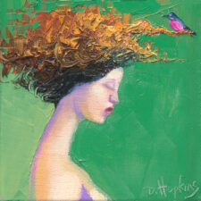 woman with bird oil painting