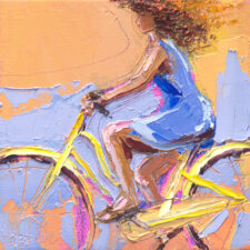 woman on bicycle painting