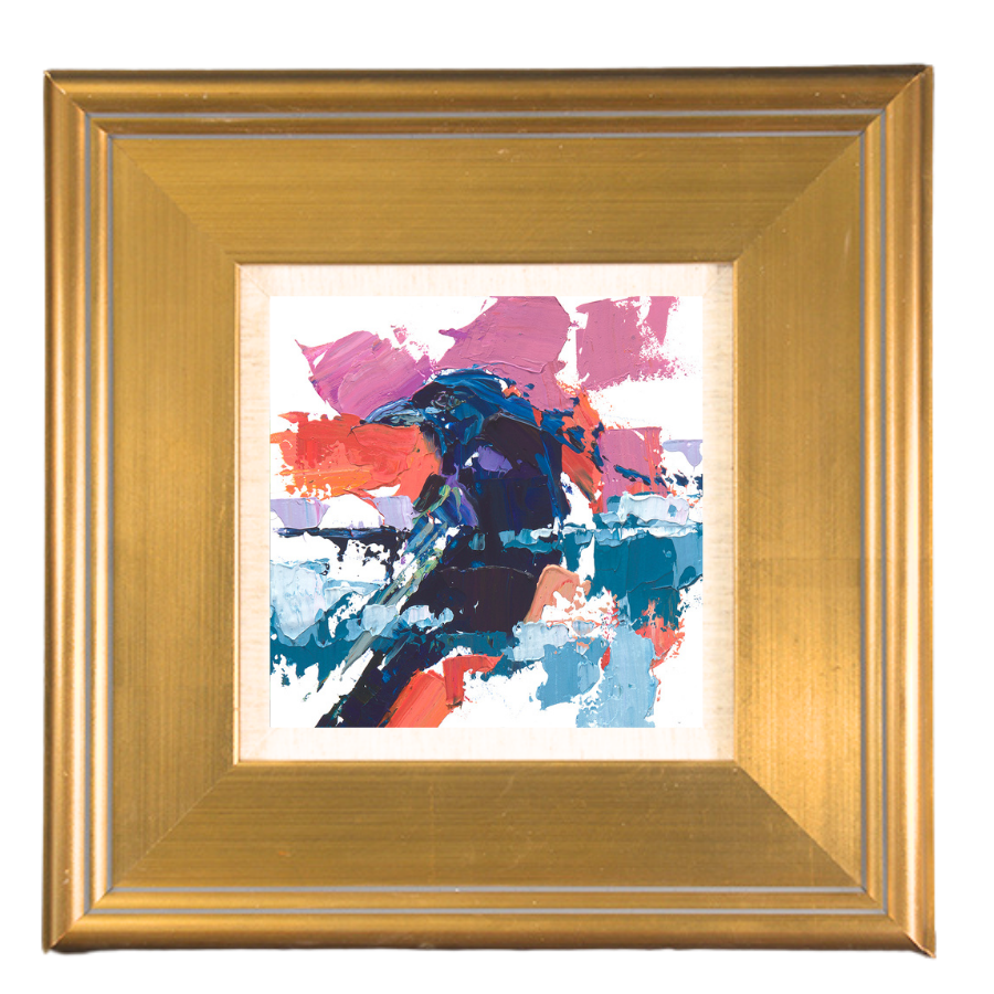 Abstract acrylic raven painting with expressive brushstrokes symbolizing hope and movement