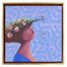 "A Little Visit" 6x6, Framed