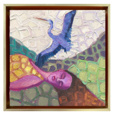 "Have I rested enough to do my most loving, meaningful work?" 6x6, Framed
