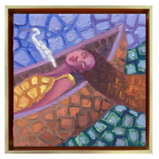 "Sleep Through the Storm" 6x6, Framed