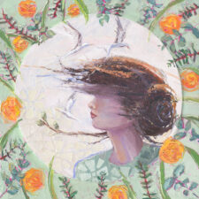 The Bud Stands for All Things woman and birds fine art print by Denise Hopkins
